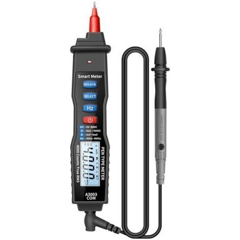Multimetro digitale portatile a penna, 4000 conteggi, per test di tensione e capacità AC/DC, NCV A3003 (nero) (1/4)
