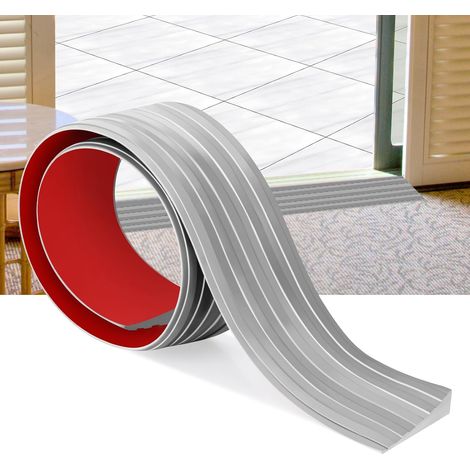 Rampes de seuil de Porte Caoutchouc Autocollant Rampes de Porte pour fauteuils roulants Seuil en Caoutchouc Barre de Transition pour Robots aspirateurs, Scooters (Gris, 5cm X 1cm X1m) (1/5)