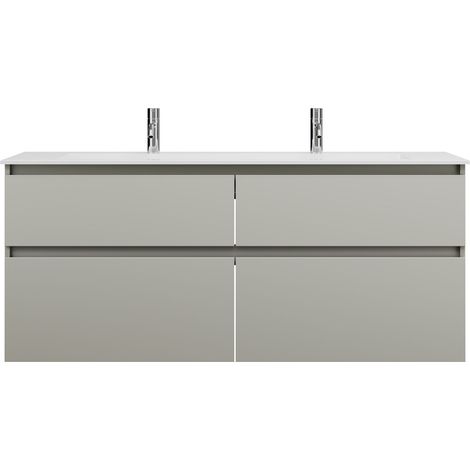 burgbad Lin20 Mineralguss-Waschtisch Weiß Matt mit 2