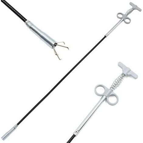 Pince à griffes flexible Outil de nettoyage tuyaux préhension (système pression ressort) 4 multifonction pour évier cuisine, salle bain - 90 cm 1 pièce
