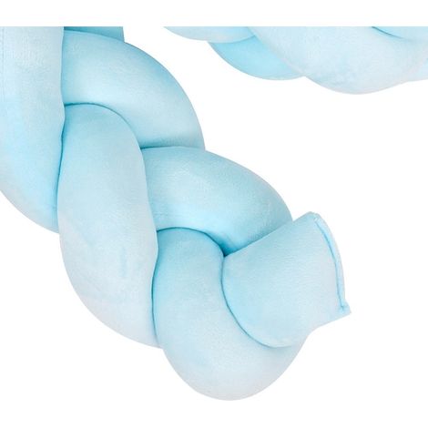 1,5 m langer, geflochtener Babybett-Nestchen, langes Kissen fürs Babyzimmer, weiches Schlangenmuster (blau) (1/5)
