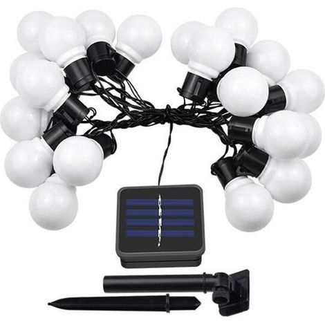 20 LED Guirlande lumineuse solaire, étanche IP44, guirlande extérieure avec panneau solaire intégré, pour terrasse, balcon, jardin et événements