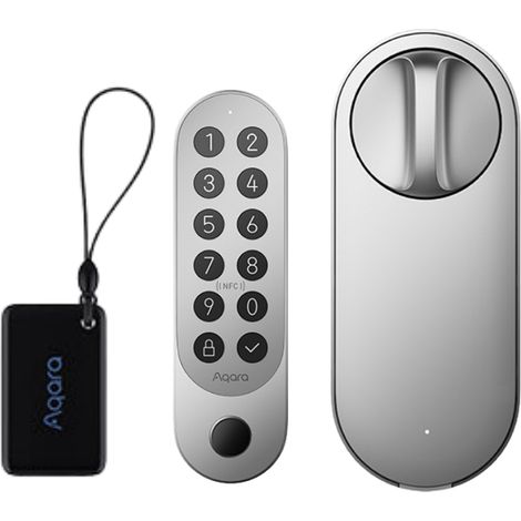 Serrure de porte intelligente Bluetooth – Alimentation lithium-ion 7,4V – 1 batterie incluse – Compatible avec clé, code et télécommande – Aqara