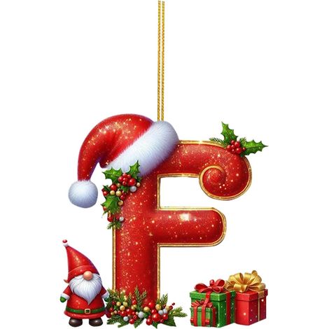26 adornos de letras para árbol de Navidad, adornos colgantes de letras para decoración navideña (F) (1/5)