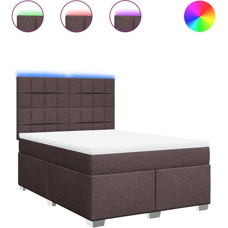 Lit double  Lit adulte  Sommier à lattes de lit avec matelas Marron foncé 160x200 cm (1/5)