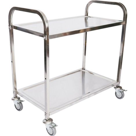 Carrello di servizio in acciaio raffinato con 2 ripiani fino a 150 kg carrello da cucina mobile acciaio inox 160002575