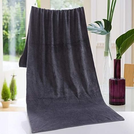 Serviette de bain, 420 g, 60 x 160 cm, Grande, Noire, 60 cm x 160 cm
