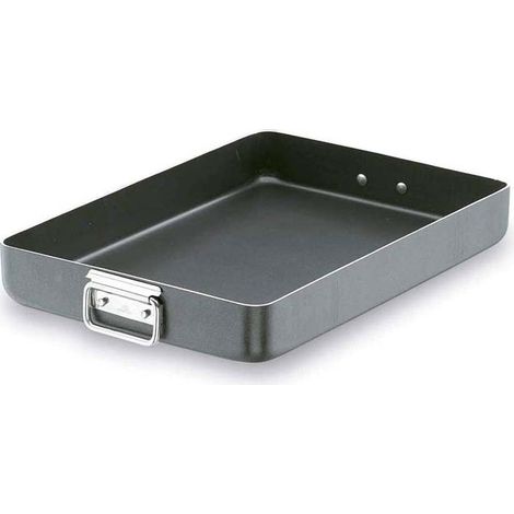 Vassoio girarrosto in alluminio antiaderente LACOR con manico pieghevole 40 x 30 x 6,2 cm