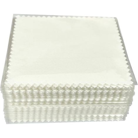 50 chiffons de nettoyage et de polissage pour bijoux en argent sterling, or et platine (blancs)