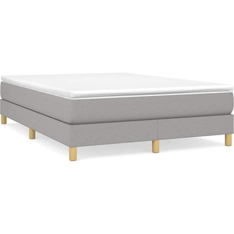 Maison Exclusive - Cadre de lit à lattes gris clair 140x190 cm tissu (1/5)