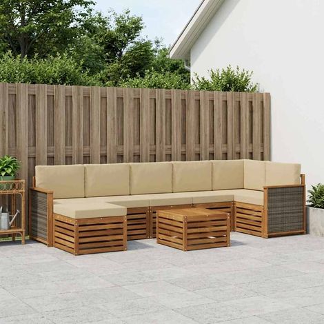 vidaXL Outdoor-Sofagarnitur mit Kissen 7 pcs Natur (1/5)