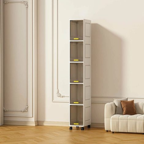 TrAdE Shop Traesio - Mobiletto A 5 Livelli Contenitore Portaoggetti Organizer A Colonna Stretto Con Ruote - (1/4)