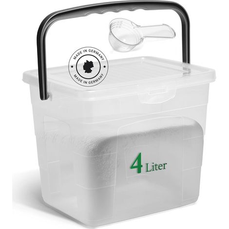 Boîte à lessive Novaliv avec couvercle 4 litres transparent et cuillère doseuse 23,5 x 18 x 18,5 cm boîte boîte de rangement de lessive en poudre