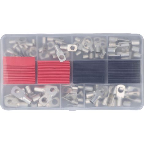 140 pieces of red copper wire lugs for battery welding cable, bare eyelet end terminal connector with heat shrink tubing,