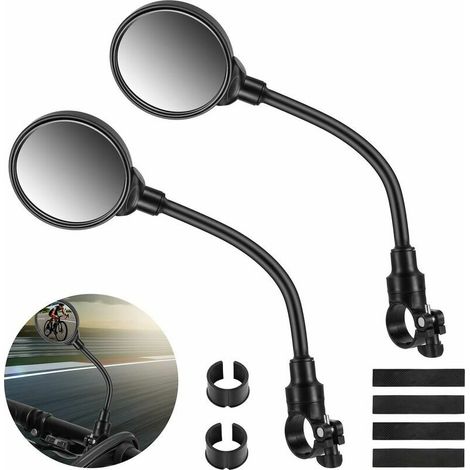 2 Pack Bike Mirrors for 22-32mm Handlebar - 3D Safety Mirrors, 360° Adjustable and Rotatable for Mountain Bike, Racing Bike, E-Bike, Moped ZHUOXAUN (1/5)