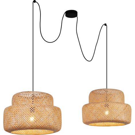 QAZQA Lampada a sospensione kea - Japandi - Bamboo - Nero - Max. 1 x Watt