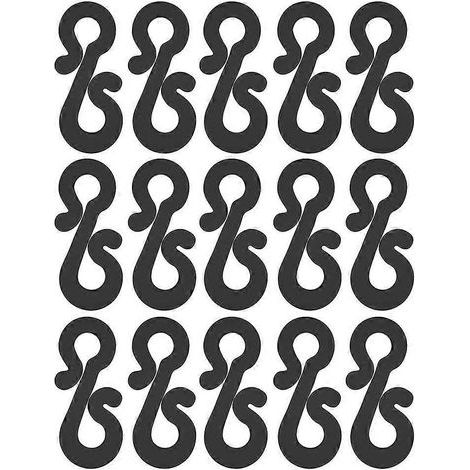 100er-Pack praktische Kunststoff-Dachrinnenhaken mit S-Clip und leichter Befestigung zur Dekoration. – 3,6 x 2 cm – Schwarz (1/4)