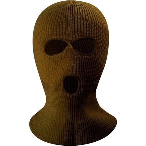 Masque intégral d'hiver, cagoule à trois trous, bonnet tricoté, cache-cou - Marron (1/5)