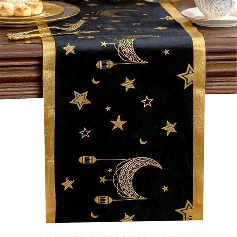 Chemin de table en velours avec lanterne lunaire pour l'Aïd al-Fitr B (1/5)