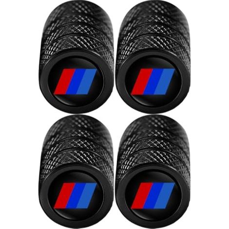 Tappi valvola pneumatici per auto in lega di alluminio (compatibile con i modelli di BMW) - set di 4 nero (1/5)