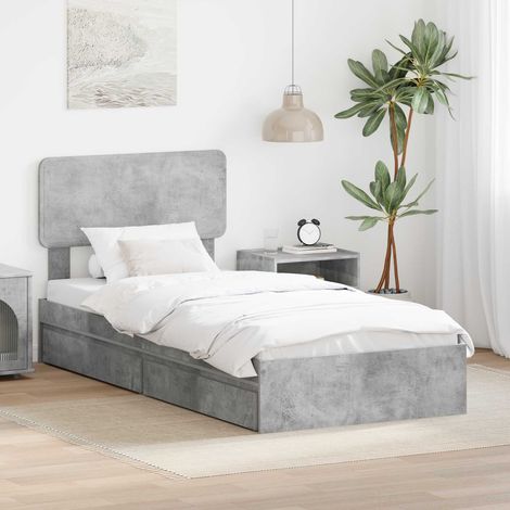 vidaXL Lit de Rangement Gris béton 70 x 190 cm Bois d'ingénierie