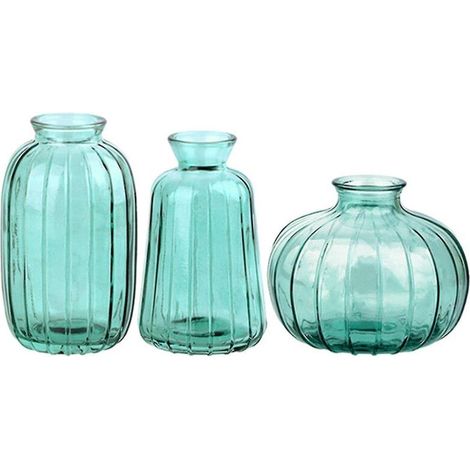Lot de 3 petits vases décoratifs modernes et vintage, style minimaliste et esthétique, couleur verte. (1/3)