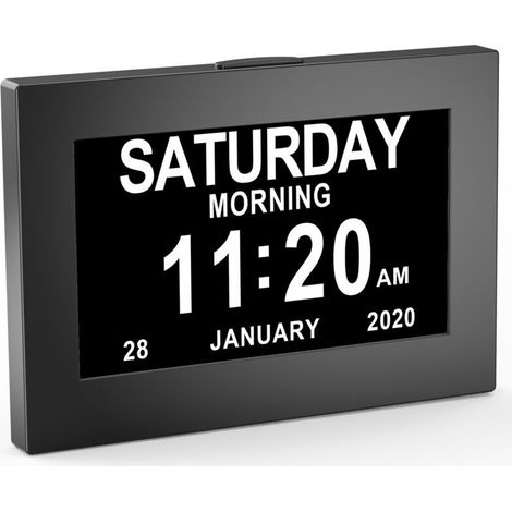 Horloge calendrier numérique One Piece 8 pouces avec date et heure, touchable horloge Alzheimer pour parents, rappel de médicaments pour grands-parents et enfants - Noir - 26 18 2.2cm (1/4)