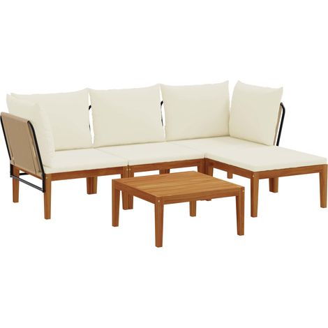 Maison Exclusive - 5 stk. Massives Akazienholz & Seil Natur (1/5)