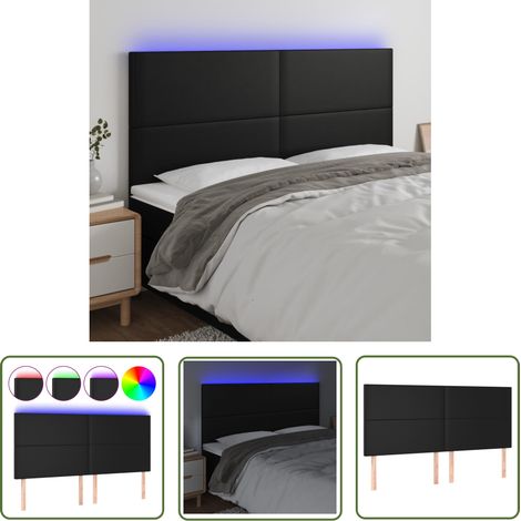 Tête de lit à LED Style Classique Armoire de lit - Noir 160x5x118/128 cm Similicuir BV631247 - BonneVie (1/5)