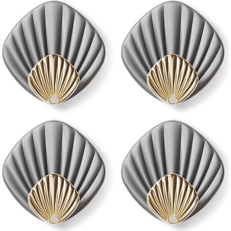 Crochet Adhésif Mural en forme de coquillage, HP004-GY Crochet Autocollant Moderne pour Salle de Bain et Cuisine, Patere porte manteau, Crocher adhesif pour mur, Lot de 4, Gris (1/5)