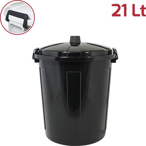 Bidone contenitore coperchio con chiusura antirandagismo 21lt pattumiera casa cucina giardinaggio raccolta differenziata antiodori - colorigenerali: NERO