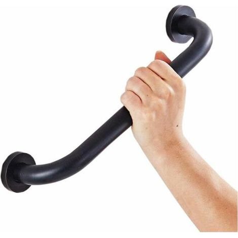 Poignée de Baignoires 53cm Barre D'Appui Inox Mural Porte-serviettes Noir (1/4)