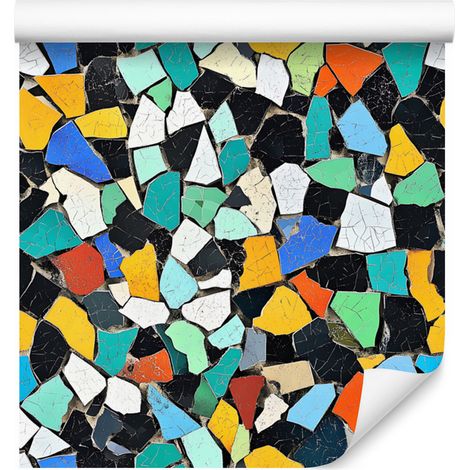 Papier peint mosaïque coloré turquoise et bleu marine pour le salon et la chambre 50x1000 cm (1/5)