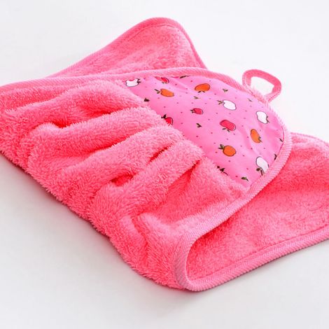 Lot de 3 torchons microfibre éponge absorbante, lavable, accrochable, dégraissant, pour cuisine et salle de bain, rose (1/3)