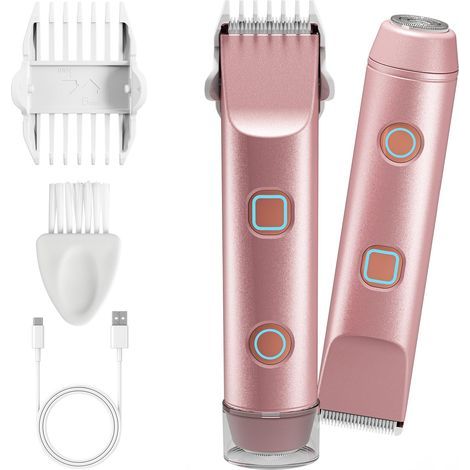Rasoir Electrique Femme 2 in 1, Tondeuse Femmes Intime, Étanche Rasoir Femme, utilisation humide et sèche pour Bikini, Visage, Aisselles, Jambes (1/5)