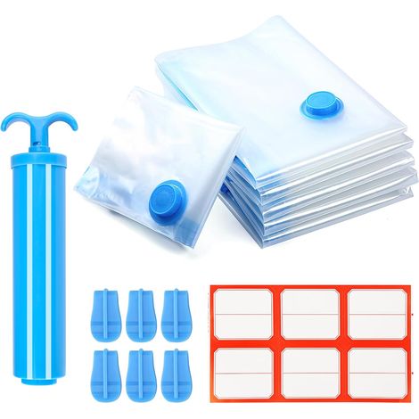 6 sacs de rangement sous vide pour vêtements, sacs de compression réutilisables, sacs de rangement pour vêtements de voyage, 60 x 40 cm-AquaForge (1/5)