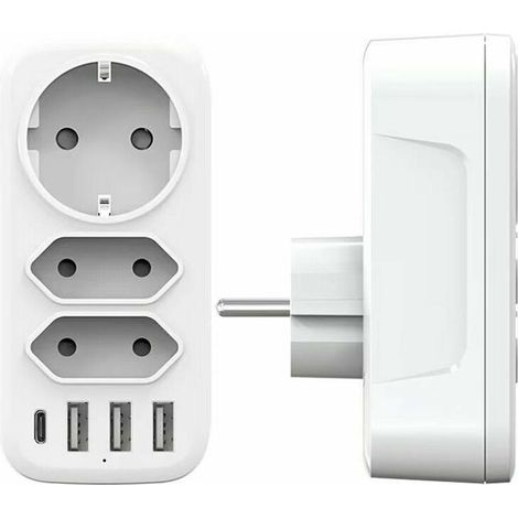 YMYNY USB-Steckdosenleiste, 3 Steckdosen und 3 USB-Anschlüsse, 3A-Wandsteckdosenleiste, 6-in-1 4000-W-Mehrfach-USB-Ladegerät, USB-Steckdosenleiste für Home-Office-Reisen, kompatibel mit Telefon, Lapto (1/4)