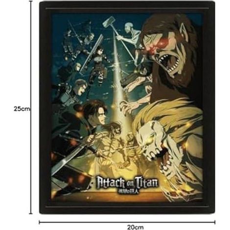 Poster Lenticulaire 3D - Attaque Des Titans - Saison 4 - Encadrement Noir - 29x24 cm (1/2)