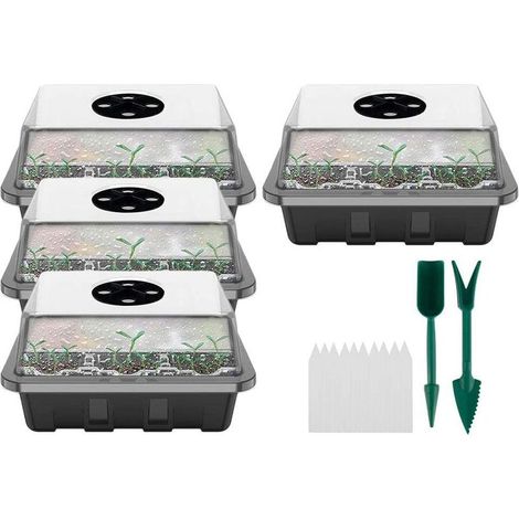 Boîte de propagation de serre 12 cellules avec couvercle et aération, mini serre d'intérieur pour semis et boutures (1/5)