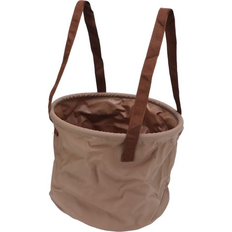 Seau pliable portable, résistant à l'usure, kaki, pliable, pour camping en plein air,voyage (15 L, peu encombrant) (1/5)