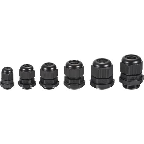 50 Pièces Kit de Presse-Étoupe Pg7 Pg9 Pg11 Pg13.5 Pg16 Pg19, Connecteurs de Câble Réglables, Connecteurs de Conduit Étanche en Plastique, Raccord de Conduit Électrique, Noir (1/5)