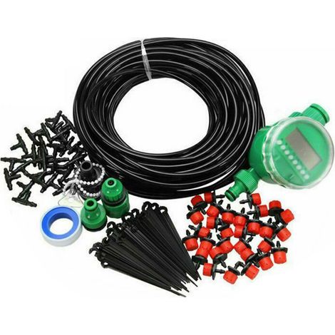 Sistema di irrigazione a goccia Toivize - 25 m - Timer - Kit di irrigazione automatica per giardino con trasmettitori regolabili e adattatore per rubinetto (1/5)