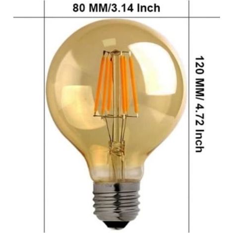 (Blanc Chaud)Lot de 4 Ampoules LED Edison E27 - Edison Vintage - G80 - Blanc Chaud - 6W (équivalent 60W)
