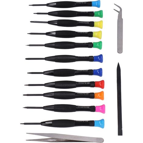 Jeu de 14 tournevis magnétiques, en acier inoxydable et PVC, pour la réparation de téléphones portables et de produits électroniques. (1/5)