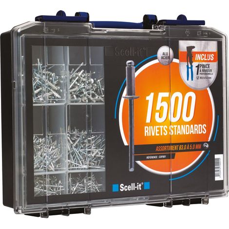 Confezione da 1 pinza + 1500 rivetti standard COF001
