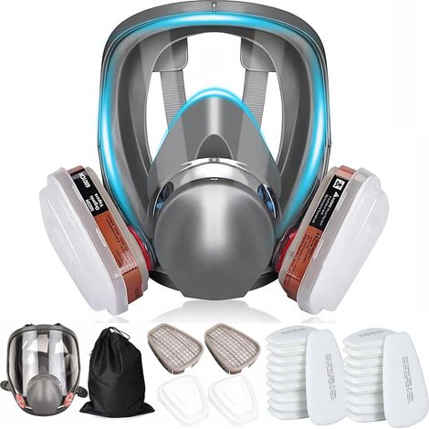 Masque respiratoire réutilisable complet pour le visage, masque à gaz, masque intégral avec filtre, masque industriel anti-poussière pour pulvérisation, ponçage, peinture, polissage, soudage avec 22 (1/5)