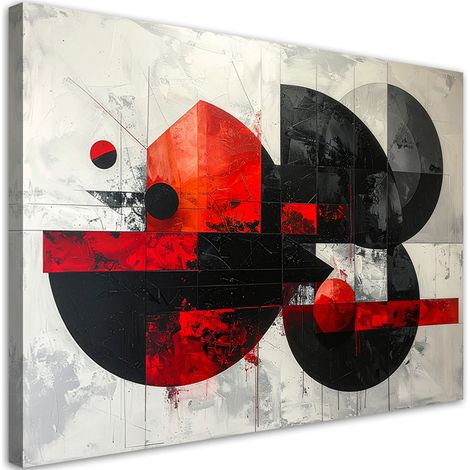 Stampe su Tela, Astrattismo cerchi forme rosso e nero, 30x20 (1/5)