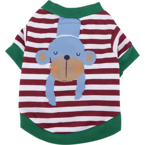 Combinaison pour animaux de compagnie, sweat-shirt à rayures pour chiens fins, style dessin animé, collection automne-hiver, pour petits et moyens chiots, couleur bordeaux, taille L. (1/5)