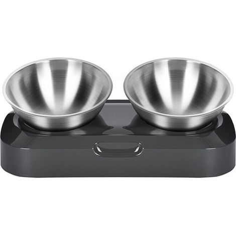 Gamelle Surélevée Chat - Double Bol Acier Inoxydable 304 - Inclinable 15° - Pour Chats et Chiens - 1 Pièce (1/5)