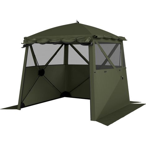 Pavillon pliant pliable 2x2m étanche, stable et résistant à l'hiver, avec 4 panneaux latéraux, fenêtres en filet, porte avant, protection UV 30+